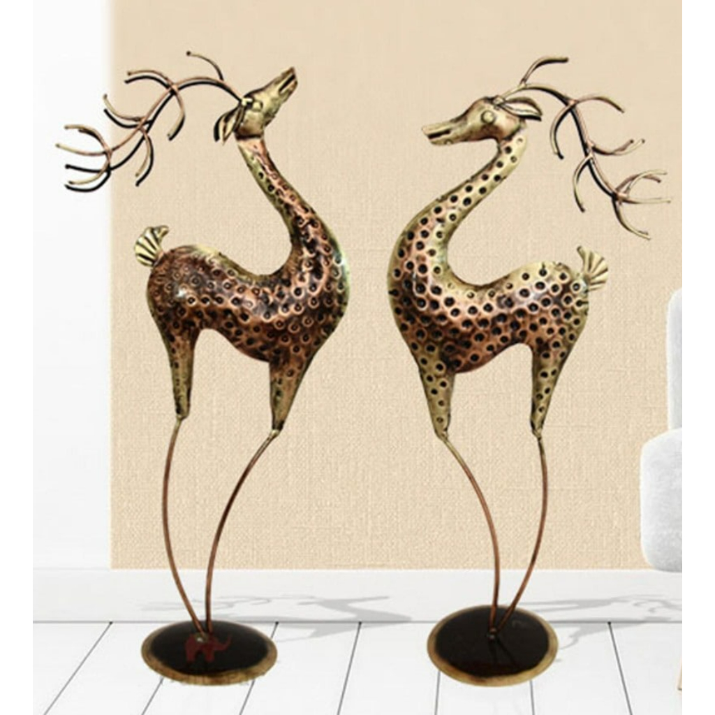 Image of Antique Iron Pair of Deer - Elegant Room & Garden Decor