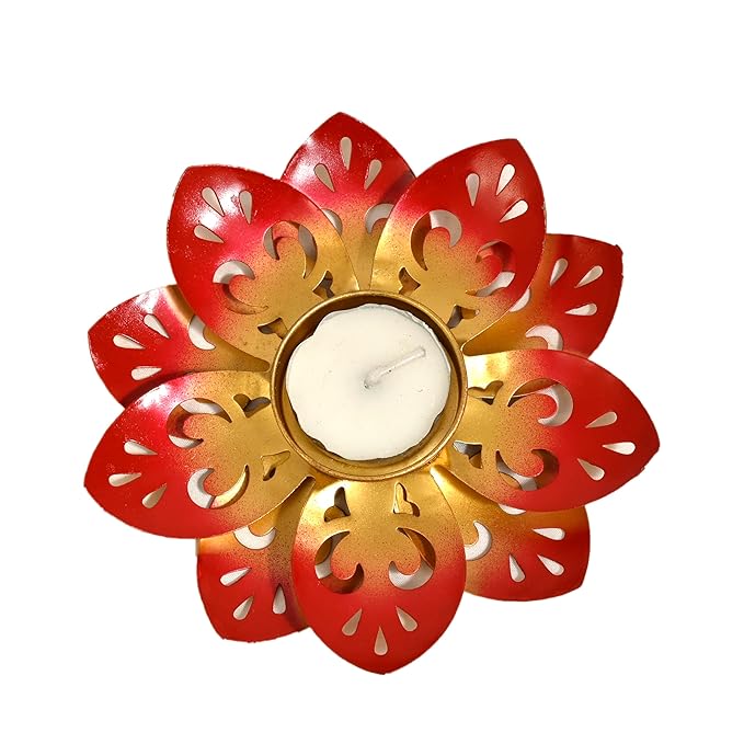 Image of Jalli Patta Diya – Decorative Metal Diya with Tealight Holder