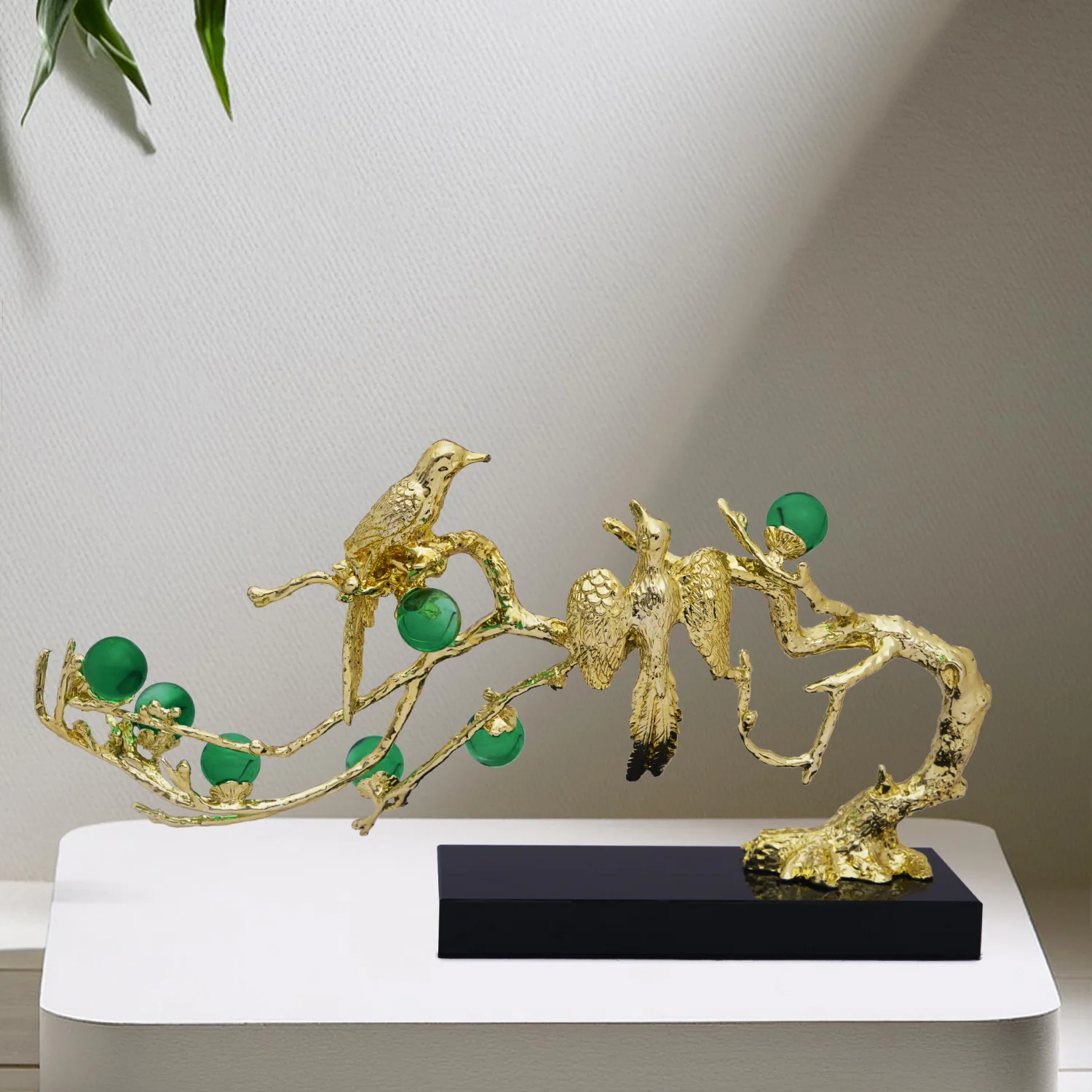 Image of Birds Chirping Filigree Showpiece – Gold Finish Zinc Alloy