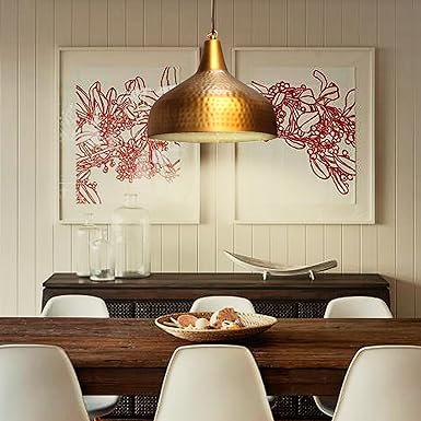 Image of Antique Brass Hammered Pendant Light – Handcrafted Ceiling Lamp