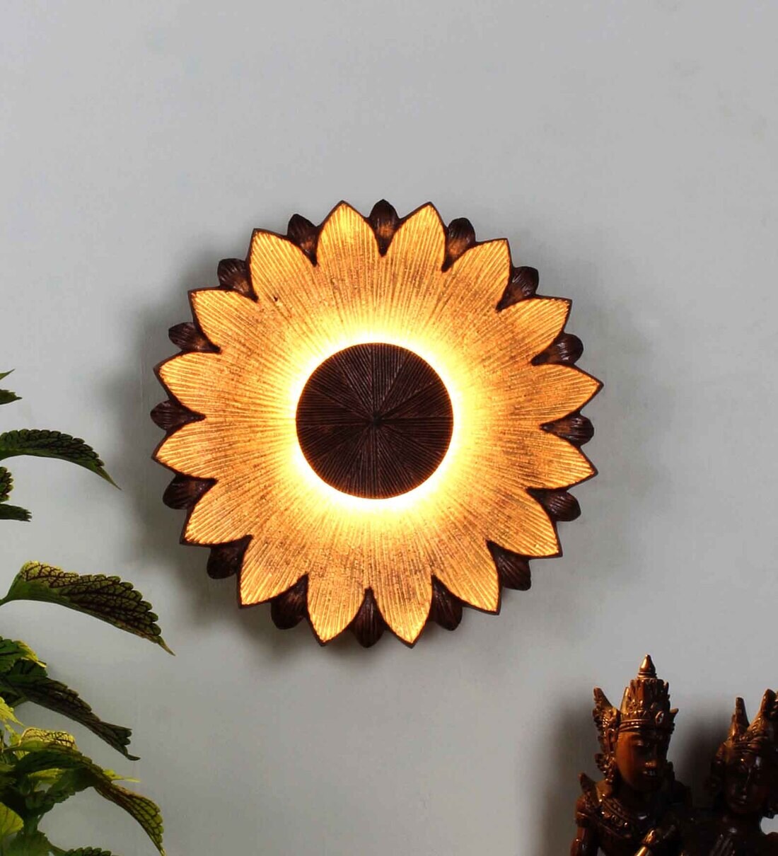 Image of Antique Copper LED Wall Sconce – Fluted Glass & Metal Design