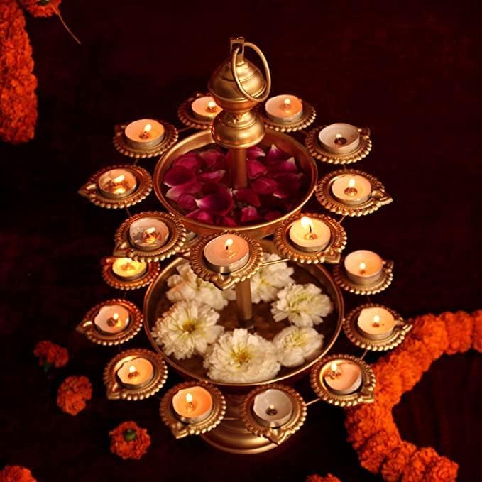 Image of Handcrafted Lotus Urli Bowl – Elegant Peacock Design for Diwali & Home Decor