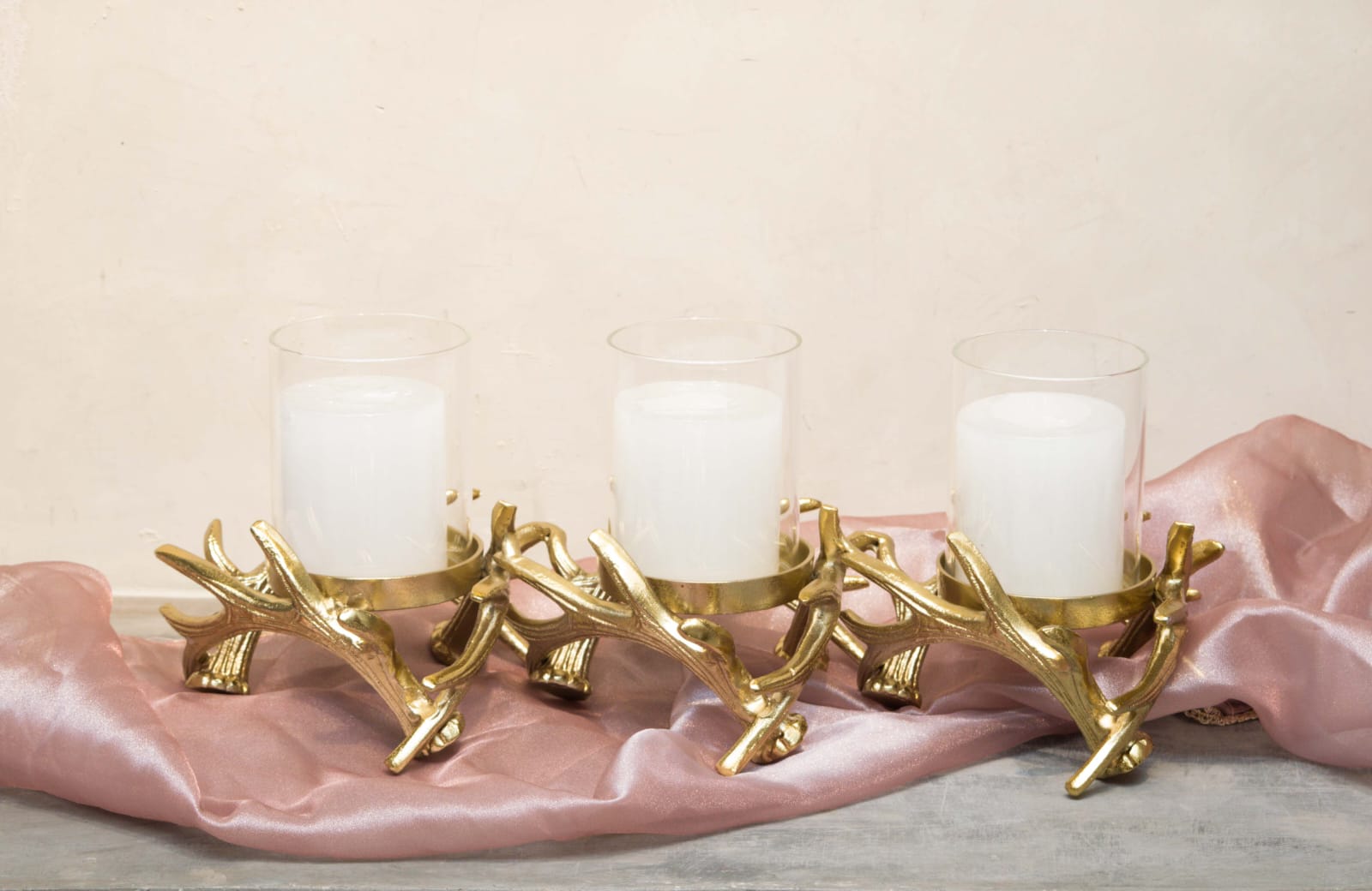 Image of 3-Light Branch Candle Holder in Gold Finish – Elegant Metal Stand