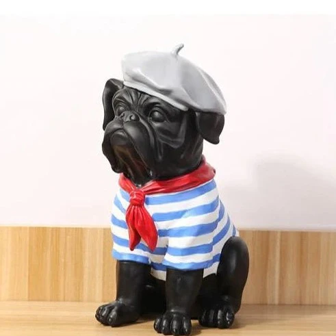 Image of Dog Sailor Artifact – Black & Blue – Nautical Themed Décor Sculpture