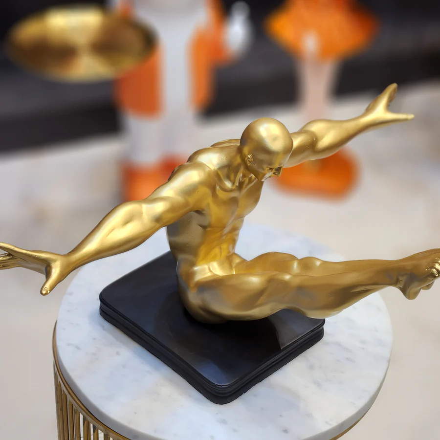 Image of The Gymnast Artifact – Gold, Grey & Red Dynamic Decorative Piece