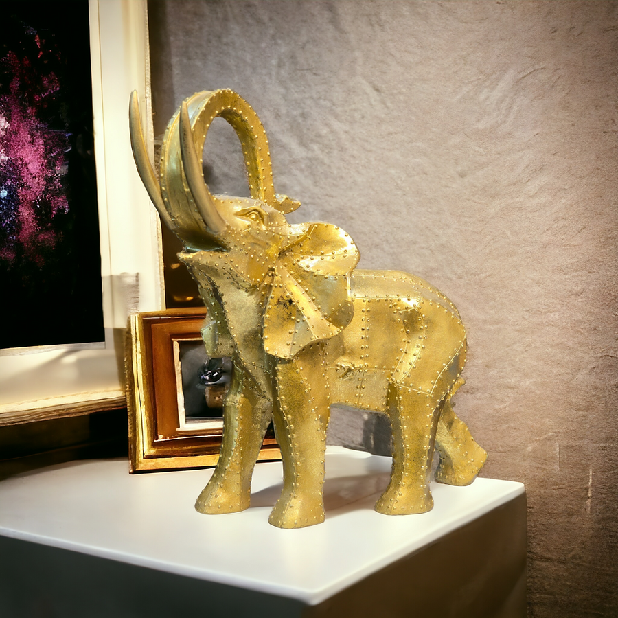 Image of Maharaja Elephant Artifact – Royal Gold Decorative Statue