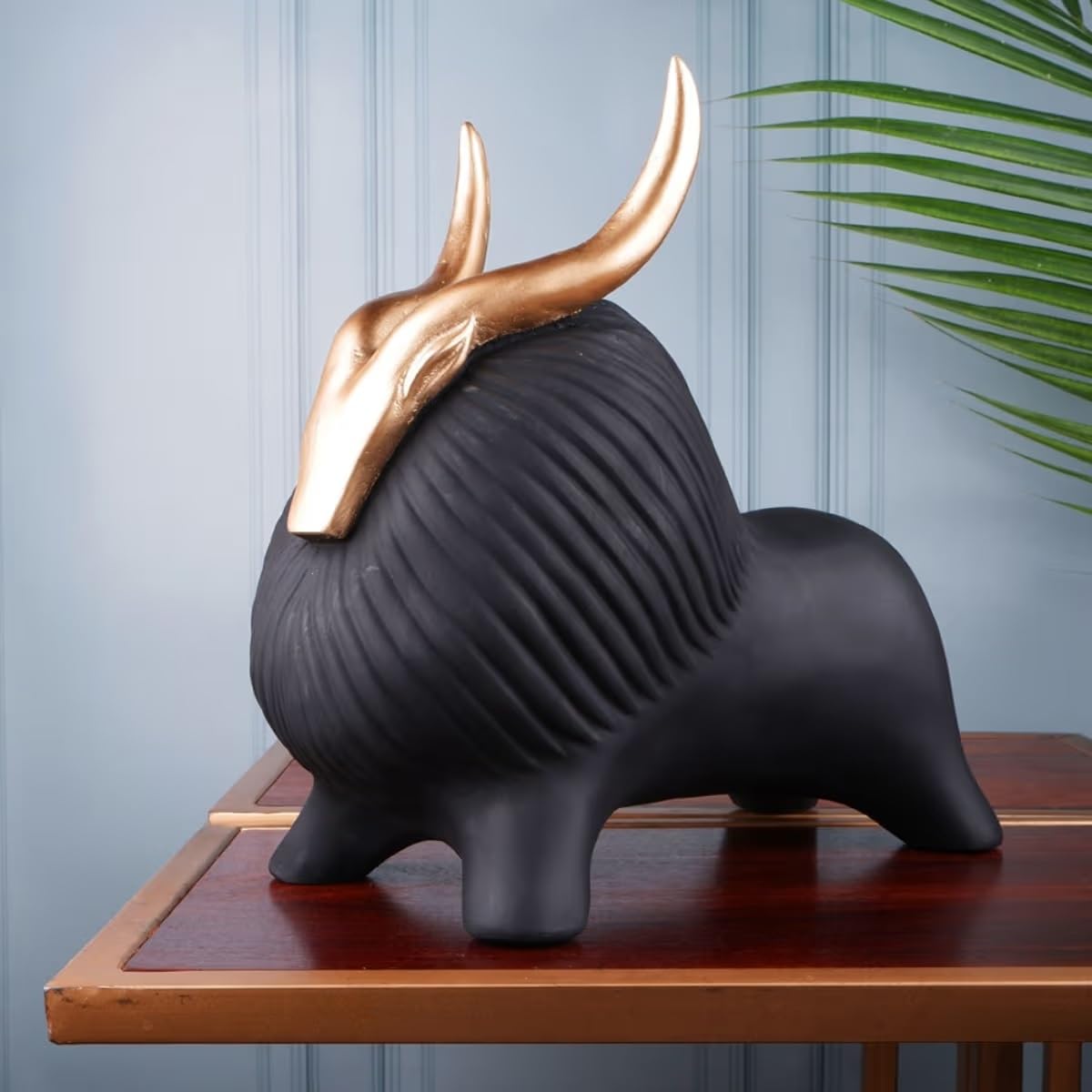 Image of Yak Artifact – Black, White & Grey Decorative Sculpture