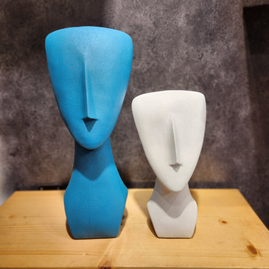 Image of Euro Face Set – White, Orange, Mustard, Turquoise & Black – Artistic Home Décor Sculptures