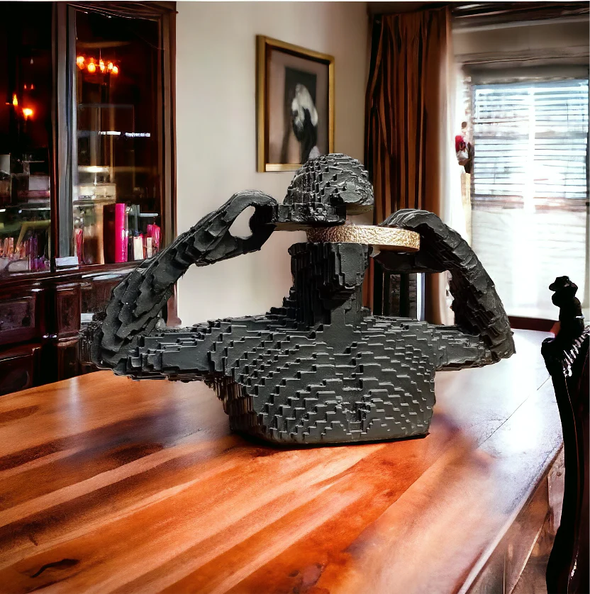 Image of Tecno Man Artifact – Black, White & Red Decorative Sculpture