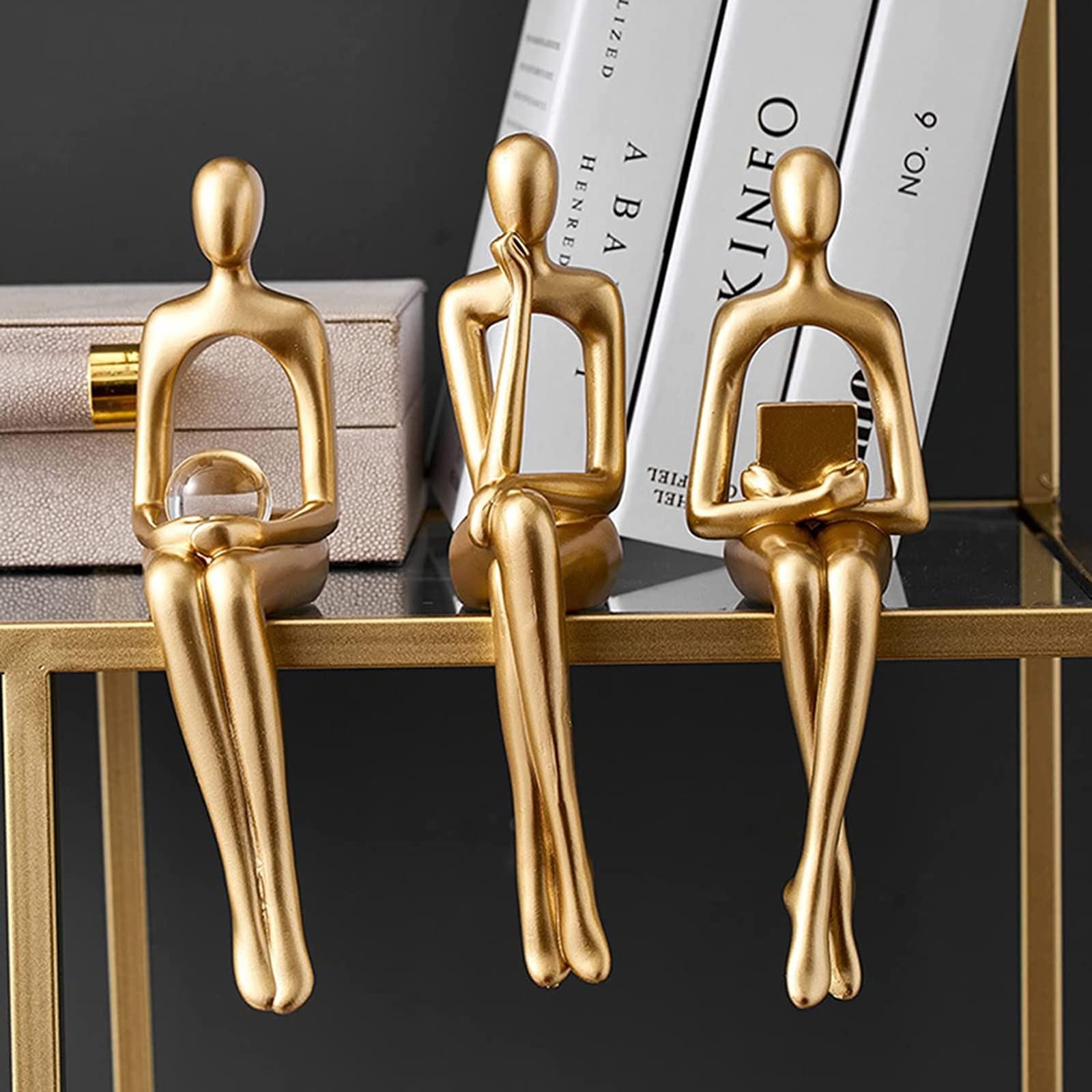 Image of Set of 3 Ladies Artifact – Gold & Black Decorative Sculptures
