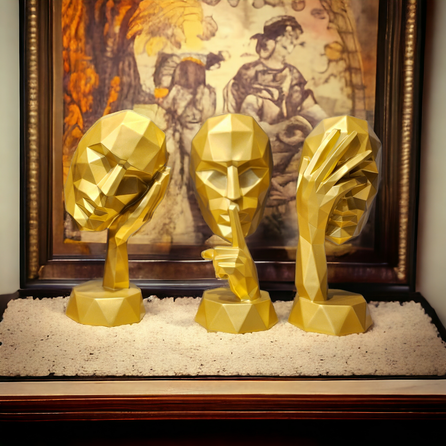 Image of Gold Expression Set of 3 Artifacts – Elegant Home Decor Accents