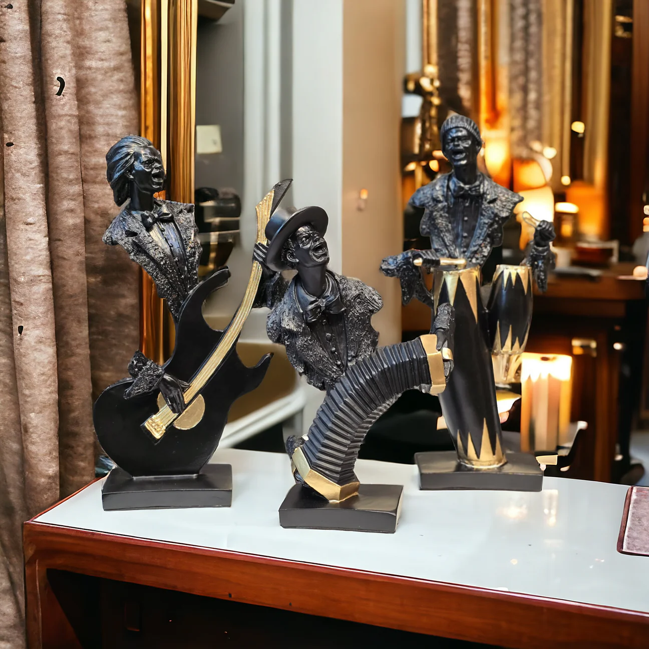 Image of Musicians Set Artifact – Elegant Trio of Musical Sculptures