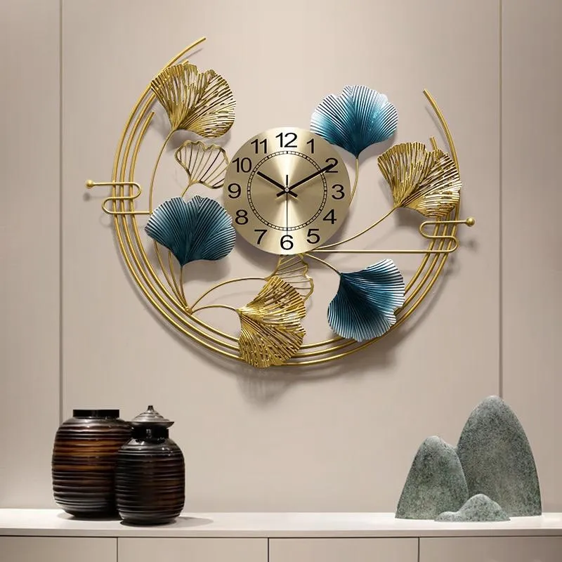 Image of Crescent Shaped Floral Designer Metal Wall Clock – Modern Decor (30 Inches)